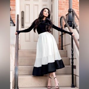 Cream and black midi skirt